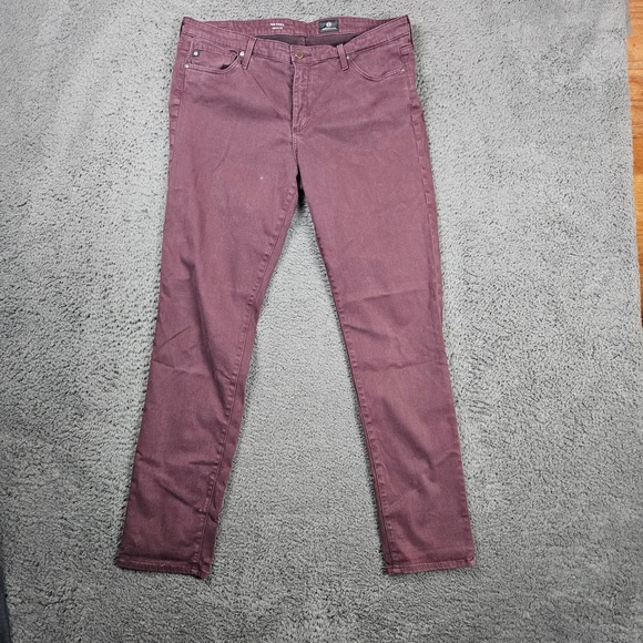 AG Adriano Goldschmied The Prima Cigarette Leg Plum Jeans Size 32R - Picture 1 of 9